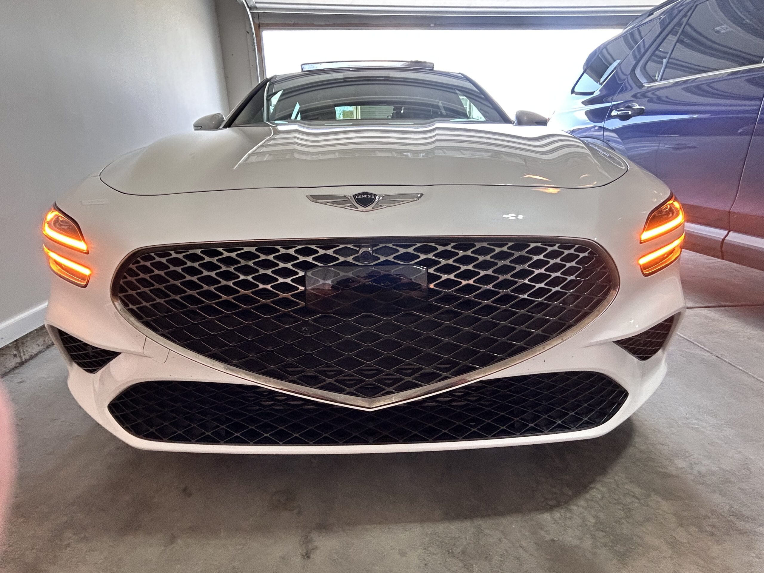 2025 Genesis G70 Sport Prestige Uyuni White with PLUGNPLAYCUSTOMS amber DRLs